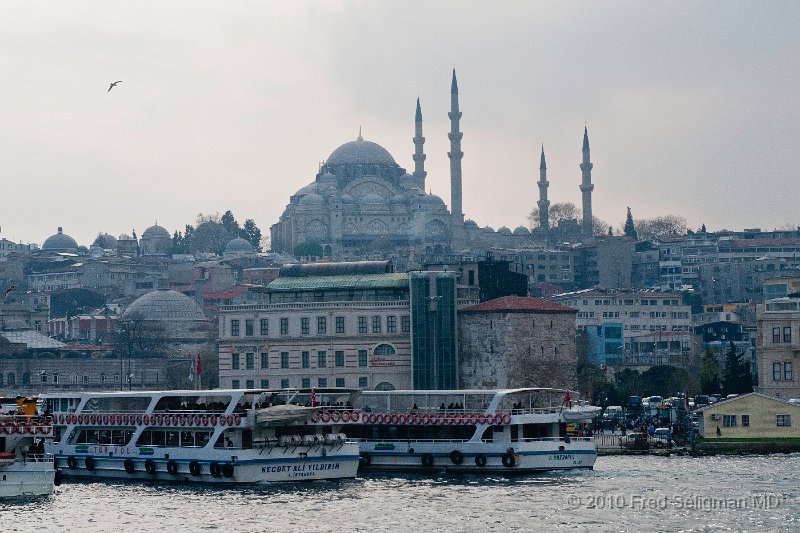 20100403_164257 D300.jpg - Eminomu Ferry Terminus.  Suleymaniye Mosque built by Sinan in the 1550s is in background